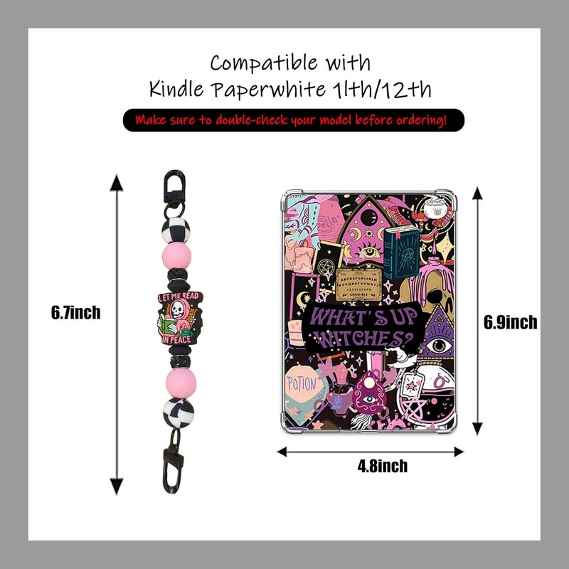 CuddleJunk 6 PCS 6.8” x 4.8” Clear Back Cover Inserts Compatible for Kindle Paper white 11th-12th Color Soft with Silicone Beaded Strap Charm, Accessories for Kindle E-reader - Image 2